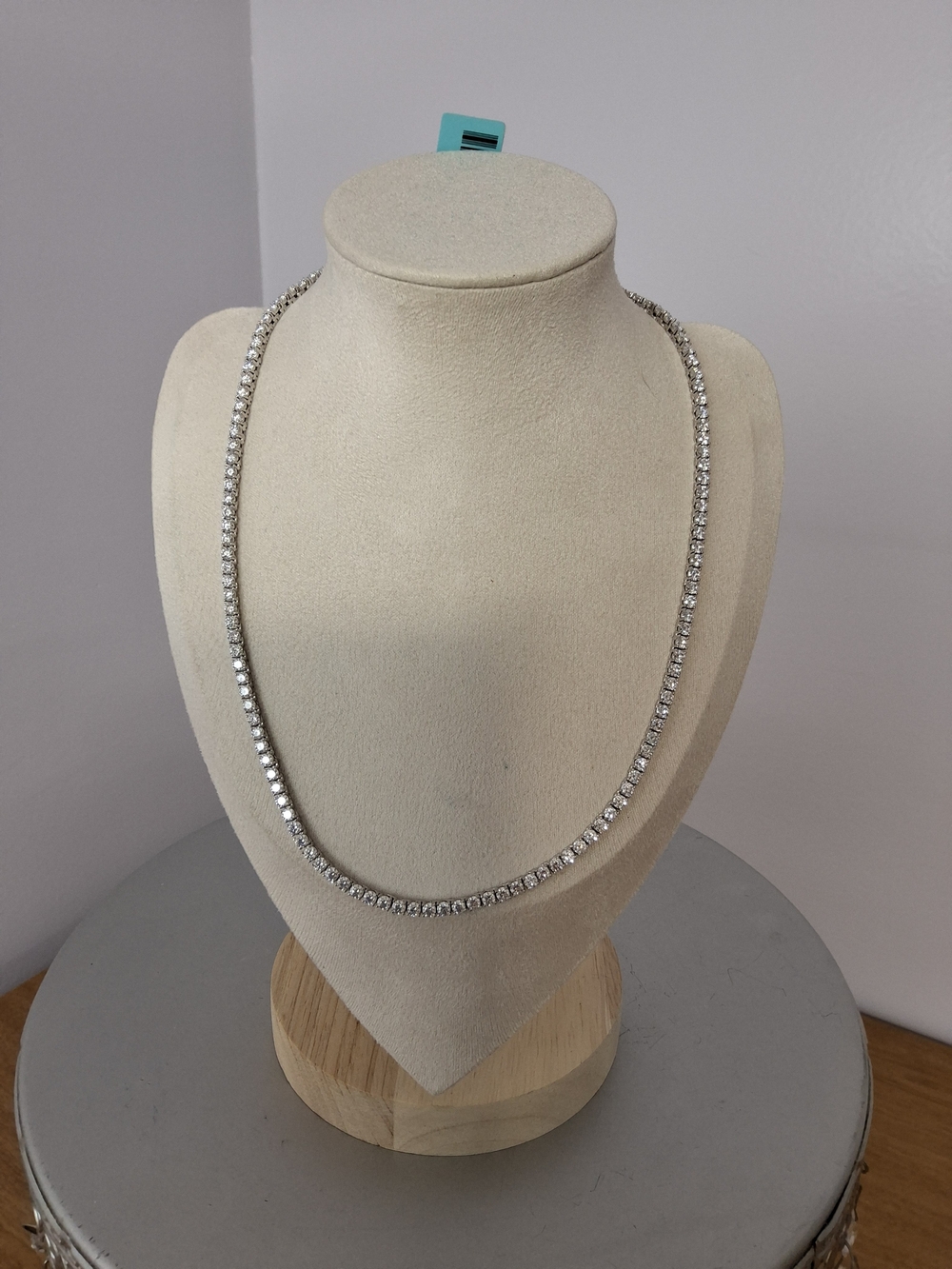 Sterling Silver 12.39cttw Moissanite Tennis Necklace Size 18inch Box Closure